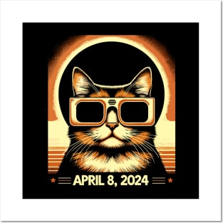 Cat in Eclipse Glasses Totality 2024 Total Solar Eclipse Posters and Art